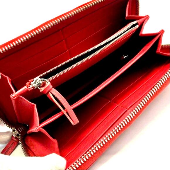 Authentic Balenciaga Red Leather Papier Envelope Continental Zippy Long Wallet - Picture 5 of 9